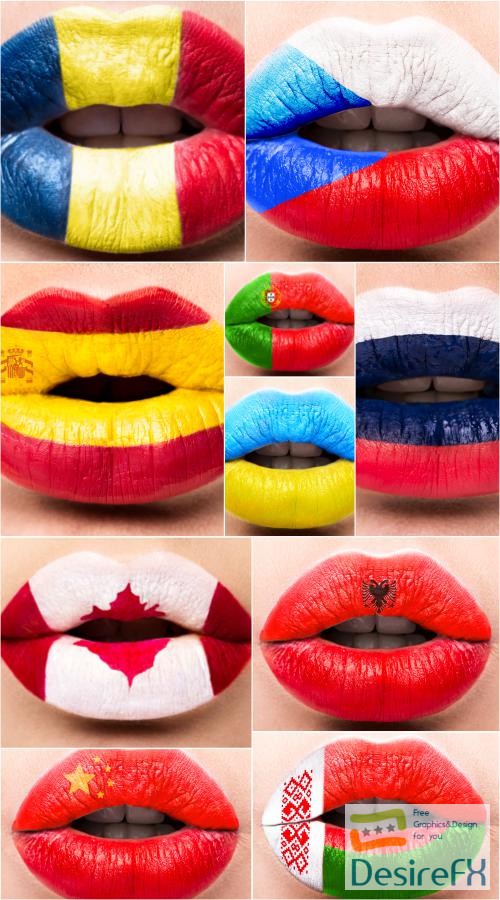 Country flags on the lips