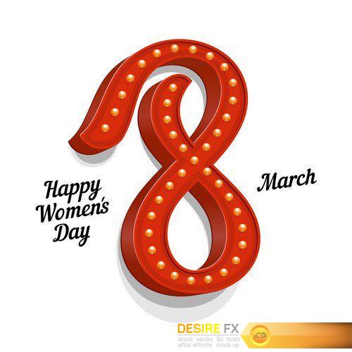 Vintage Congratulations on 8 March World Womens Day 8X EPS