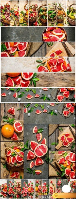 Food collage of fresh grapefruit #6 5X JPEG