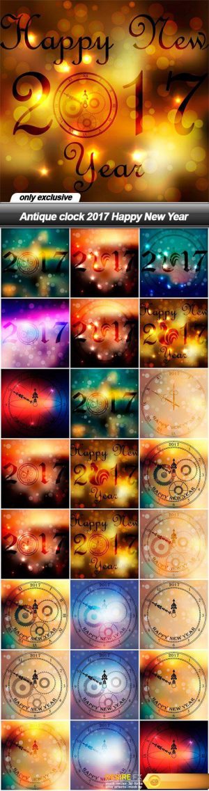 Antique clock 2017 Happy New Year – 25 EPS