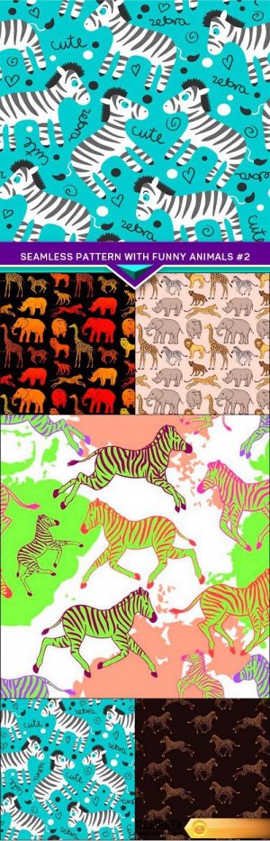 Seamless pattern with funny animals #2 5X EPS