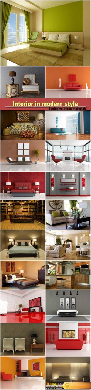 Interior in modern style, armchairs, sofas, bedroom