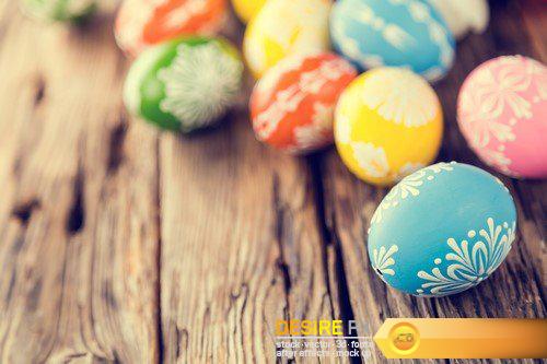 Easter eggs on wooden background 10X JPEG
