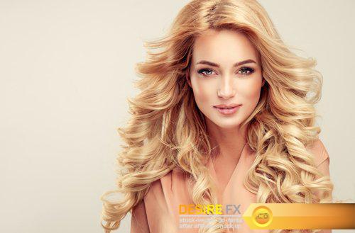 Beautiful fashionable woman, blond girl with make-up and beautiful hair