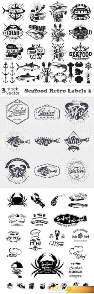 Vectors – Seafood Retro Labels 3
