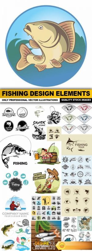 Fishing Design Elements #2 – 25 Vector