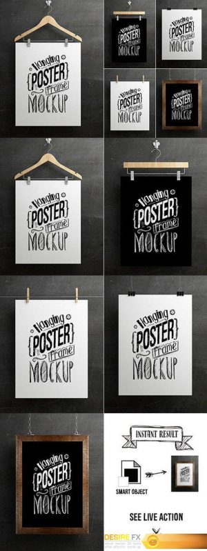 Hanging Poster Frame Mockup – Creativemarket 590760