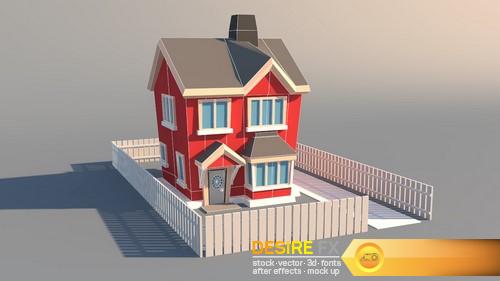 City Houses Low Poly Toon 3D Models