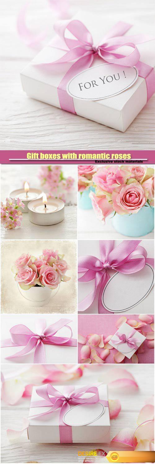 Gift boxes with romantic roses