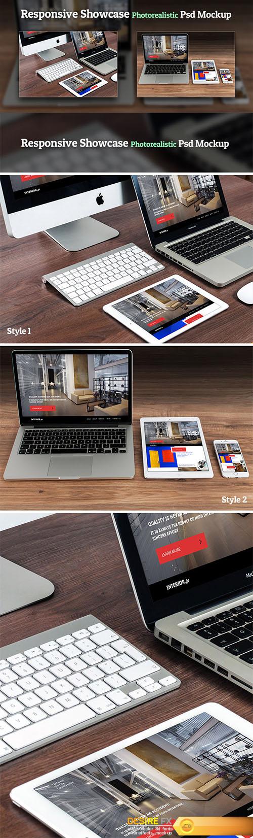 Responsive Showcase Photorealistic PSD Mock-Up’s – Apple Devices