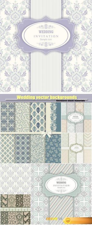 Wedding vector backgrounds with patterns in vintage style