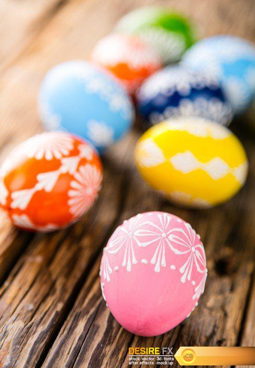 Easter eggs on wooden background 10X JPEG
