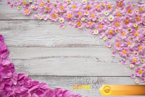 Wooden background with flowers 12X JPEG