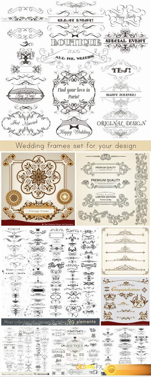 Set of elegant vintage decorations elements beautiful flourishes calligraphic