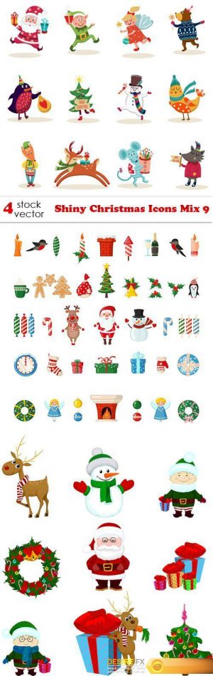 Vectors – Shiny Christmas Icons Mix 9
