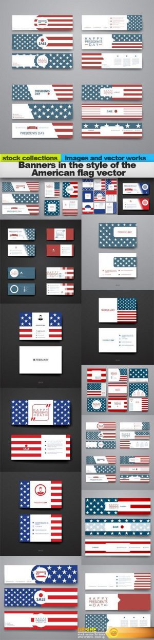 Banners in the style of the American flag vector, 15 x EPS