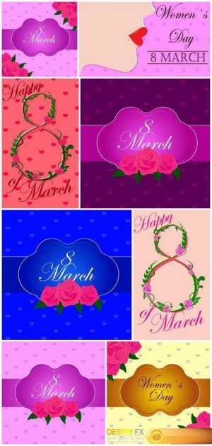 Greeting card 8 march Women’s day 8X EPS