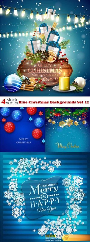 Vectors – Blue Christmas Backgrounds Set 11