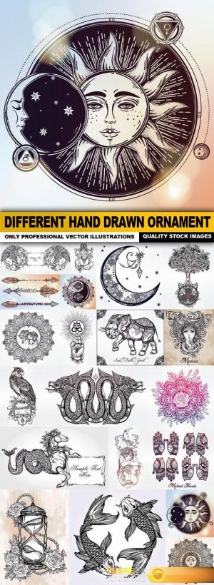 Different Hand Drawn Ornament – 20 Vector