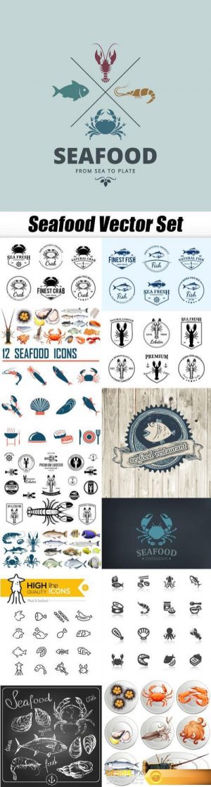 Seafood Vector Set – 15xEPS
