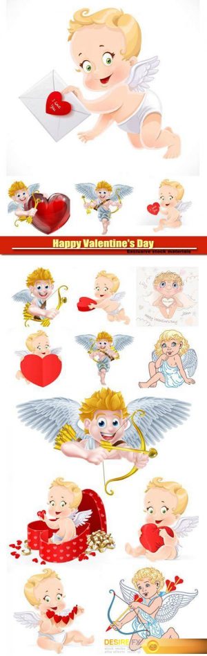 Happy Valentine’s Day vector, hearts, romance, love, angels #7