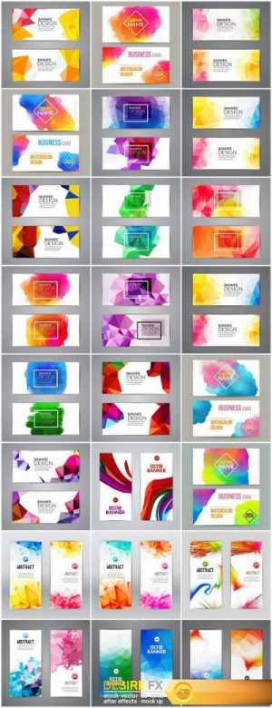Abstract & Polygonal Triangular Colorful Design Cards – 24xEPS Professional Vector Stock