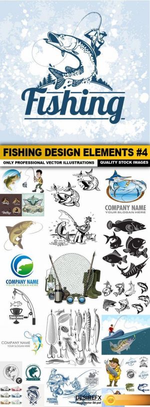 Fishing Design Elements #4 – 26 Vector