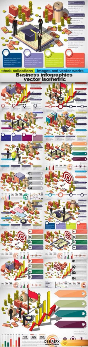 Business infographics vector isometric, 15 x EPS