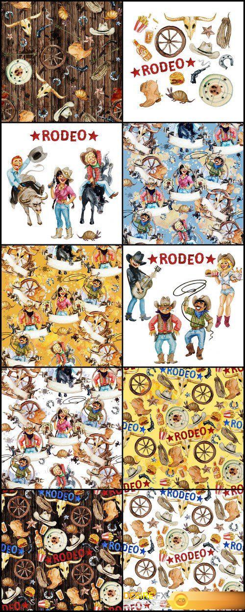 Rodeo american cowboy seamless background 10X JPEG