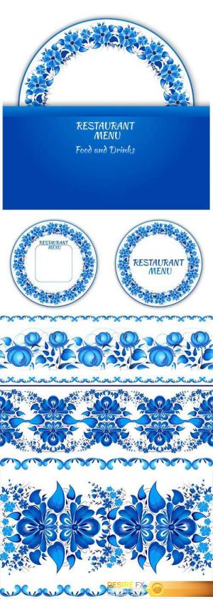Restaurant original menu, vector beautiful backgrounds with floral patterns