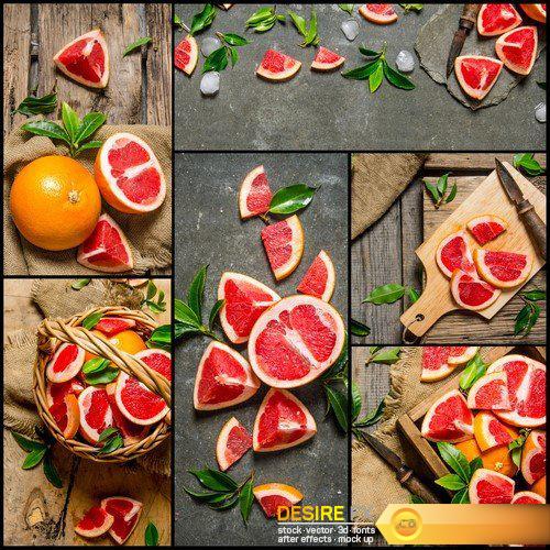 Food collage of fresh grapefruit #6 5X JPEG