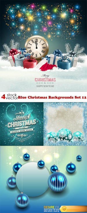 Vectors – Blue Christmas Backgrounds Set 12