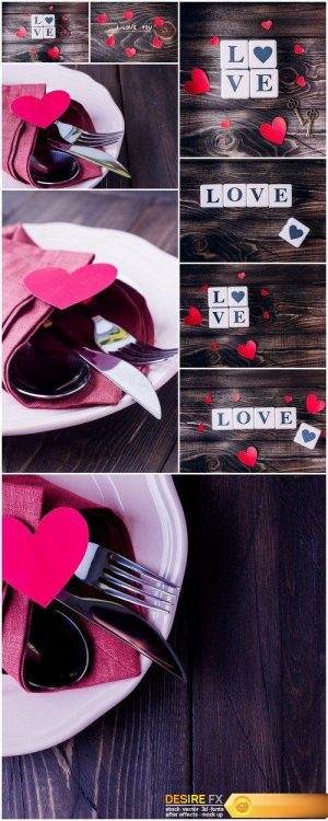 Valentine day table wooden background 9X JPEG