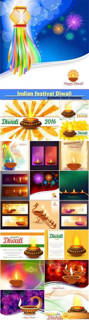 Traditional Indian festival Diwali with lamp vector