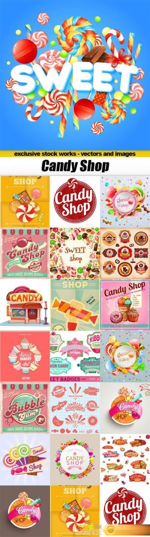 Candy Shop Banners And Labels – 20x EPS