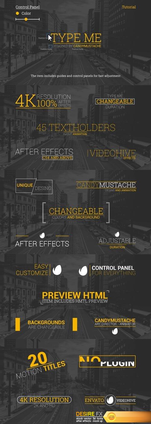 DesireFX Videohive – Type Me  Motion Titles Pack – 19322241