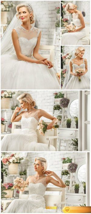 Bride in an beautiful elegant wedding dress