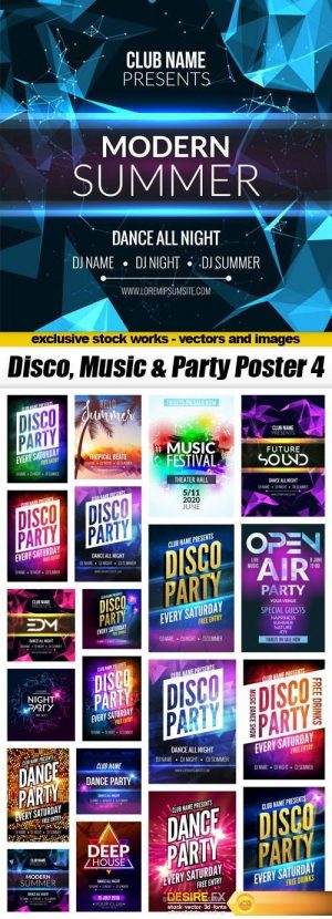 Disco, Music & Party Poster 4 – 21xEPS