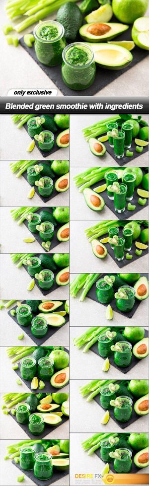 Blended green smoothie with ingredients – 15 UHQ JPEG