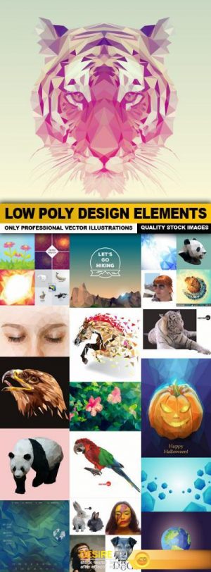 Low Poly Design Elements – 25 Vector