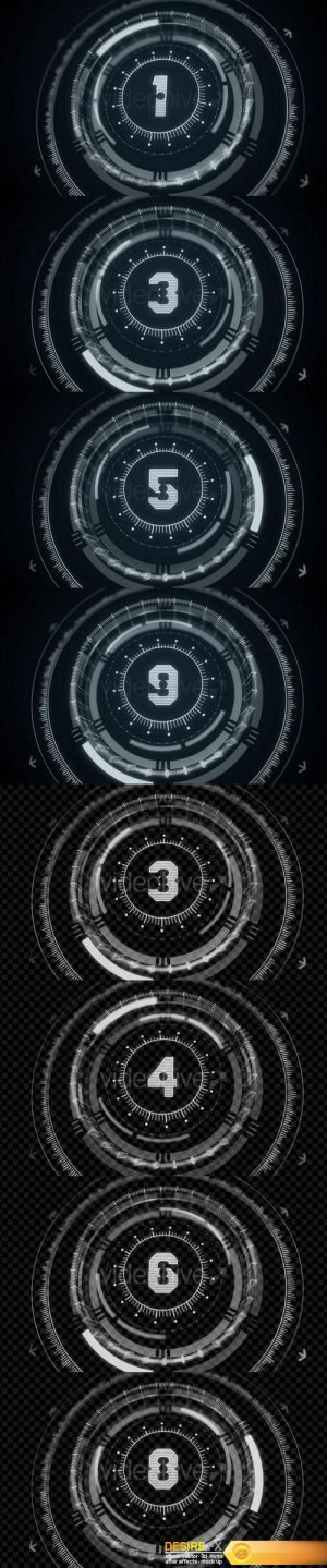 Videohive 19595704 Counter (from 1 to 10) with Futuristic HUD Elements