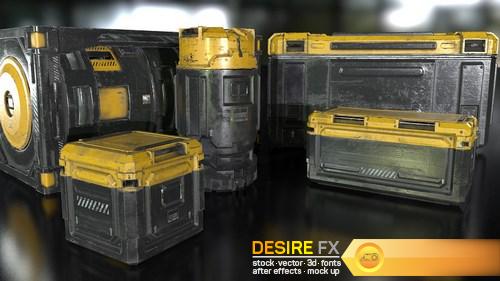 Sci-Fi Industrial Crate Collection 3D Model
