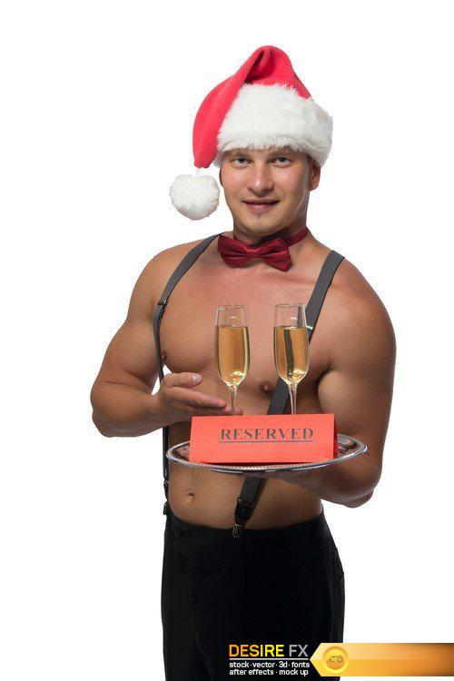 Waiter with a beautiful body brought champagne 9X JPEG
