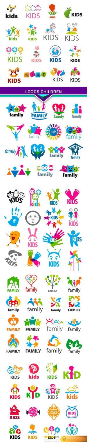 Large collection of vector logos children – 5x EPS