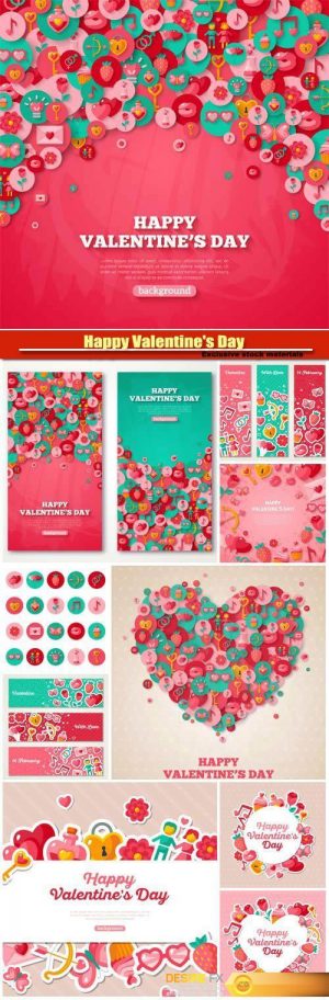 Happy Valentine’s Day vector, hearts, romance, love #5