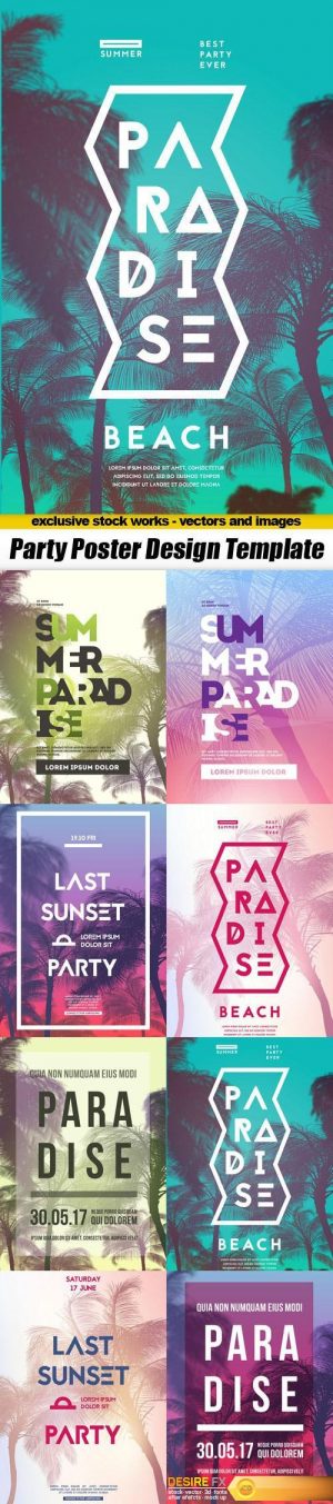 Party Poster Design Template – 8xEPS