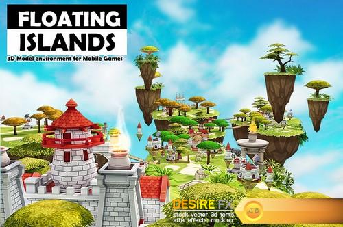 Floating Isands – Low Poly Game Ready 3D models