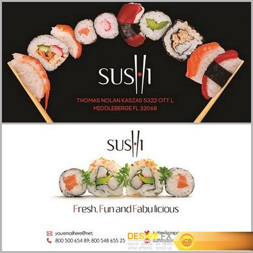 Sushi Business card PSD Template