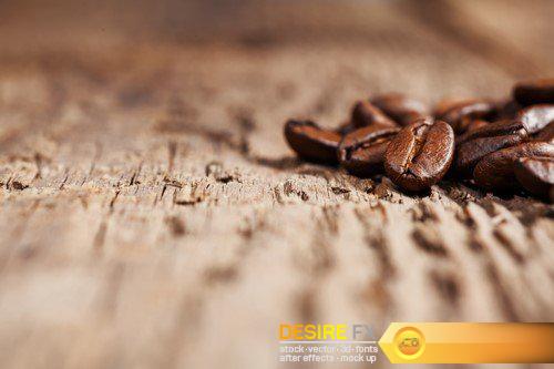 Coffee cup and roasted coffee beans on a wooden table 12X JPEG