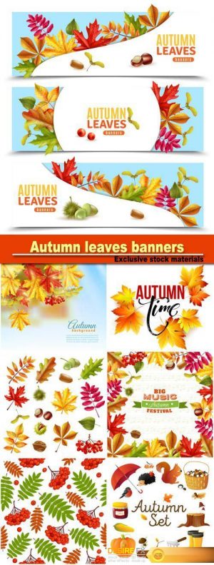 Autumn leaves banners and vector background